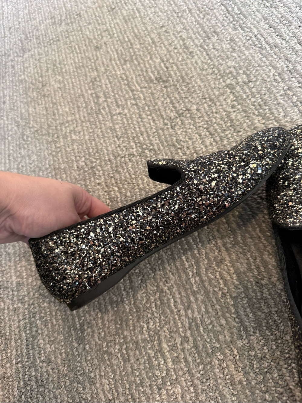 Birdies Starling Black Glitter Loafers Flats Women’s Size 7 Quilted Comfort - Picture 5 of 6